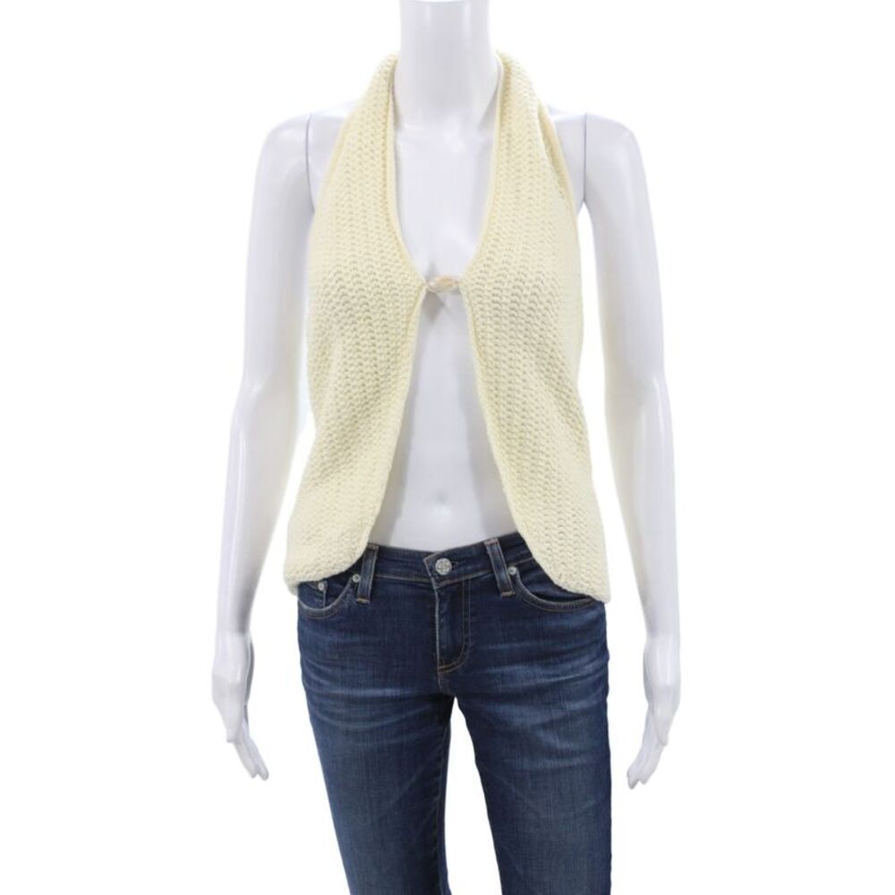 Tularosa Women Boho Basic Ivory Cotton Halter Sleeveless Tank Size S